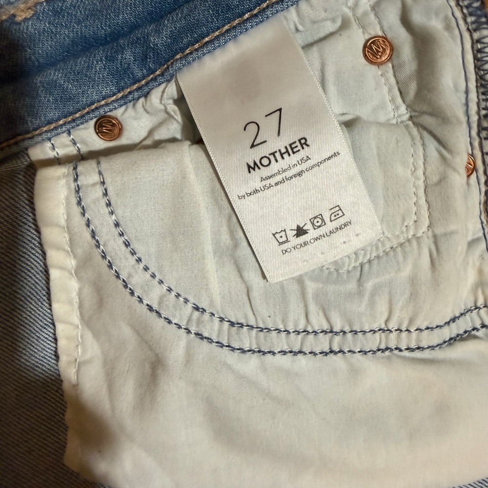 MOTHER The Insider Crop Step Fray Jeans in Thrilling Shots Size 27 - Picture 12 of 16